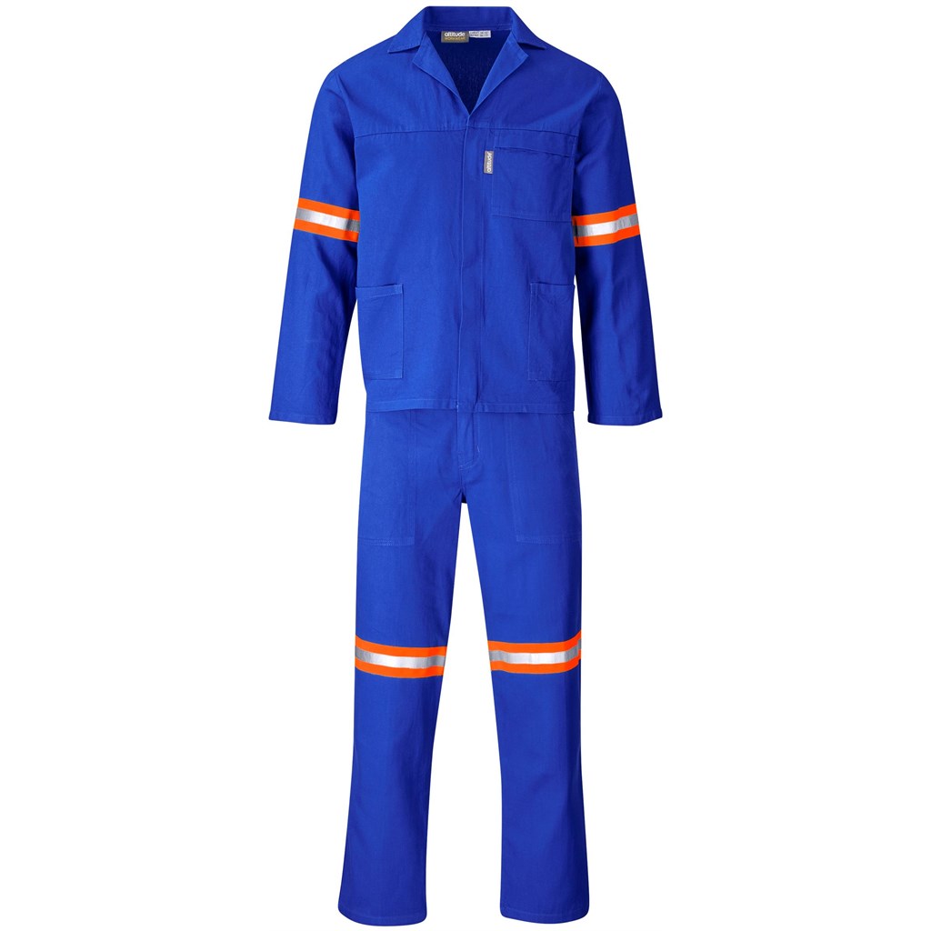 Technician 100% Cotton Conti Suit- Reflective Arms & Legs- Orange Tape- Royal Blue