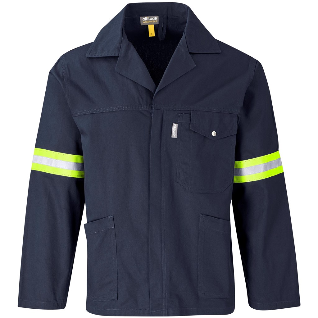 Artisan Premium 100% Cotton Jacket- Reflective Arms- Yellow Tape- Navy