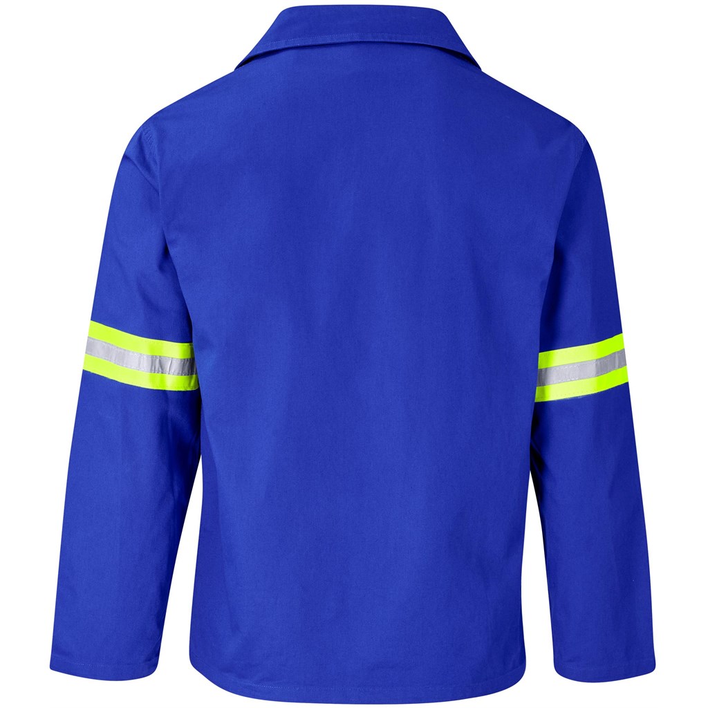 Artisan Premium 100% Cotton Jacket- Reflective Arms- Yellow Tape- Royal Blue - Image 3