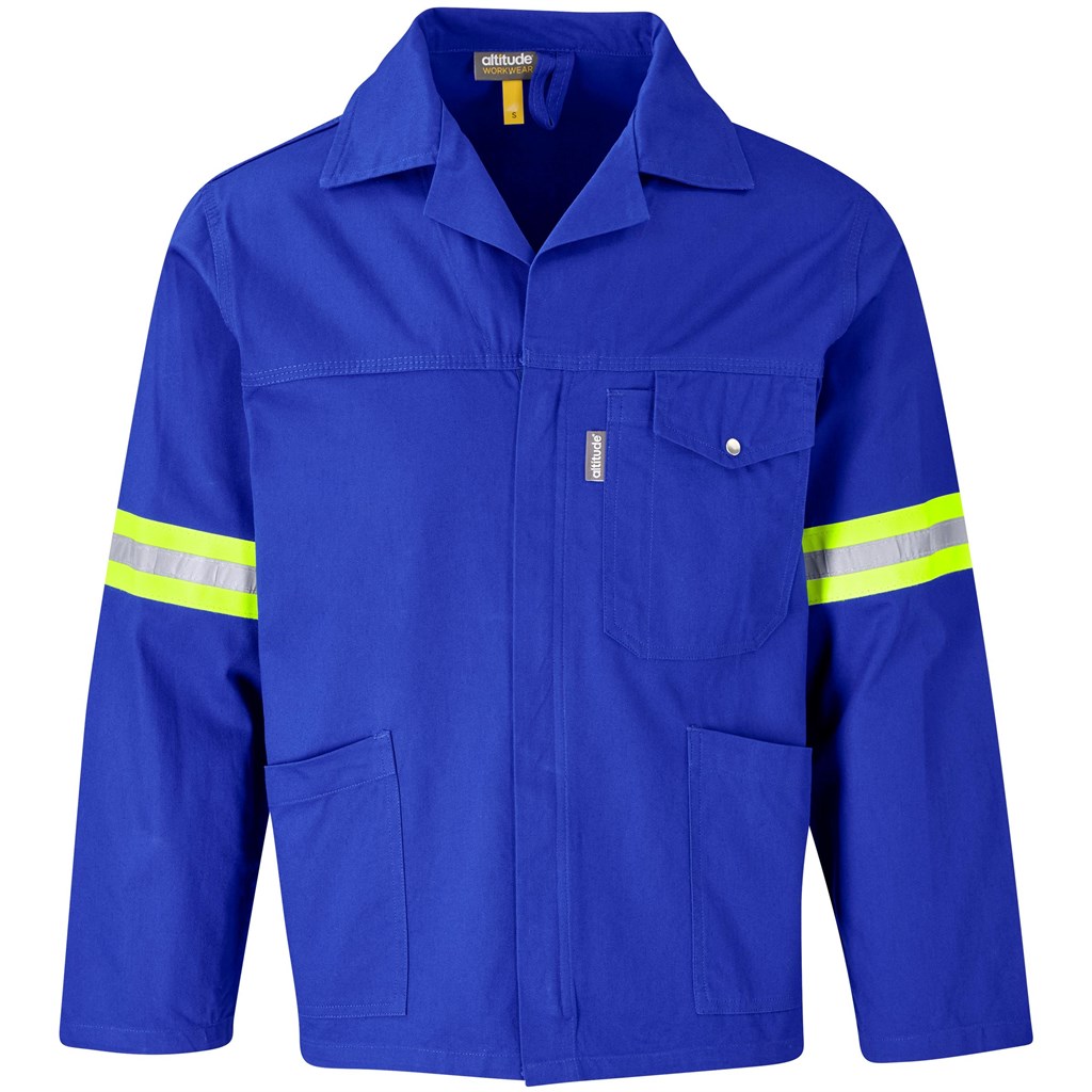 Artisan Premium 100% Cotton Jacket- Reflective Arms- Yellow Tape- Royal Blue