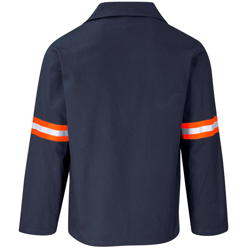Artisan Premium 100% Cotton Jacket- Reflective Arms- Orange Tape- Navy - Image 2
