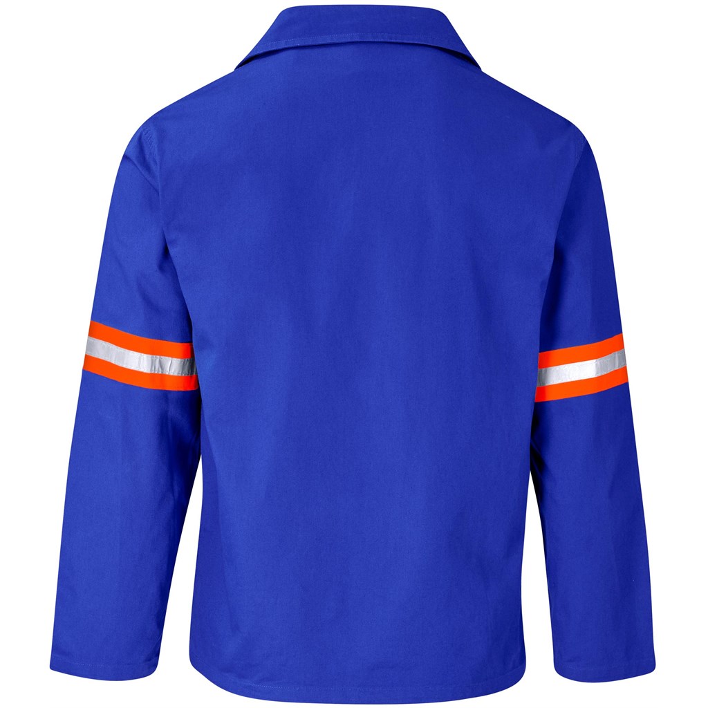 Artisan Premium 100% Cotton Jacket- Reflective Arms- Orange Tape- Royal Blue - Image 2