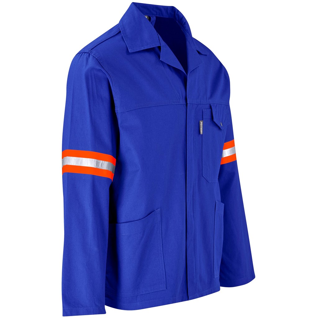 Artisan Premium 100% Cotton Jacket- Reflective Arms- Orange Tape- Royal Blue - Image 3