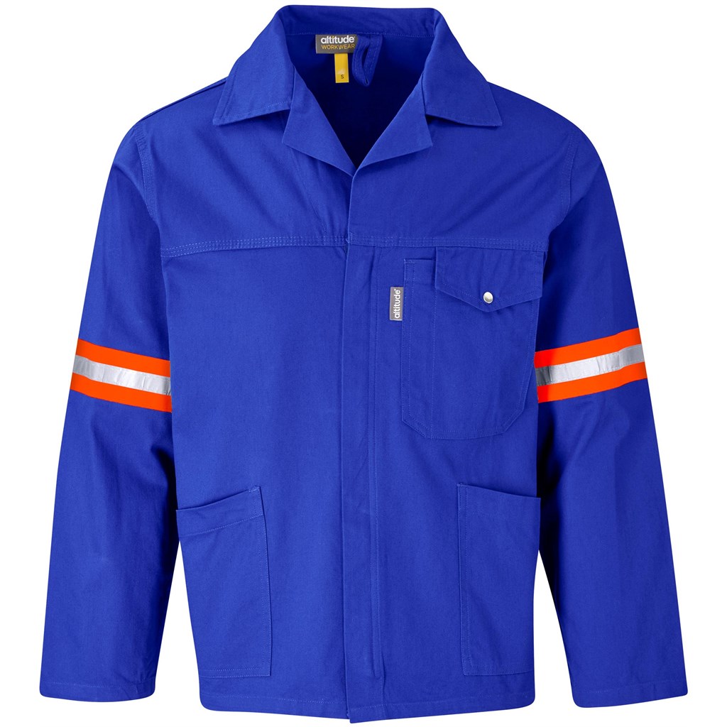 Artisan Premium 100% Cotton Jacket- Reflective Arms & Back- Orange Tape- Royal Blue