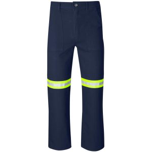Artisan Premium 100% Cotton Pants- Reflective Legs- Yellow Tape- Navy
