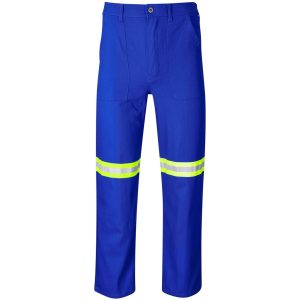 Artisan Premium 100% Cotton Pants- Reflective Legs- Yellow Tape- Royal Blue