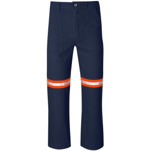 Artisan Premium 100% Cotton Pants- Reflective Legs- Orange Tape- Navy