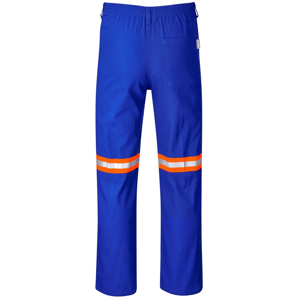 Artisan Premium 100% Cotton Pants- Reflective Legs- Orange Tape- Royal Blue - Image 3