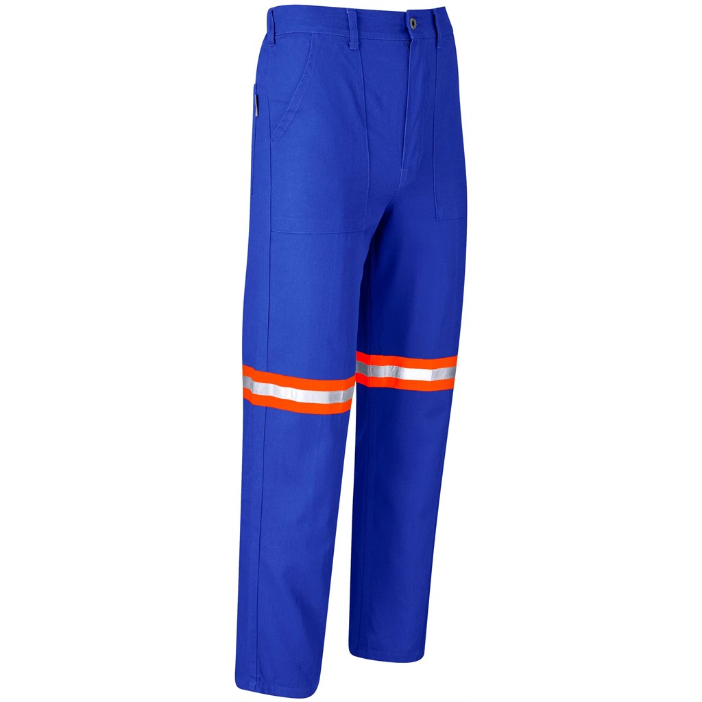 Artisan Premium 100% Cotton Pants- Reflective Legs- Orange Tape- Royal Blue - Image 2