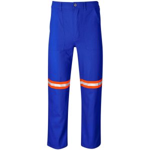 Artisan Premium 100% Cotton Pants- Reflective Legs- Orange Tape- Royal Blue